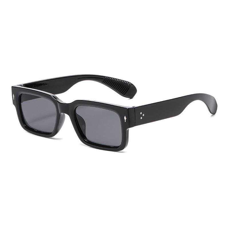 Wholesale Colorblock Square Frame Sunglasses Beige Stud Sunglasses